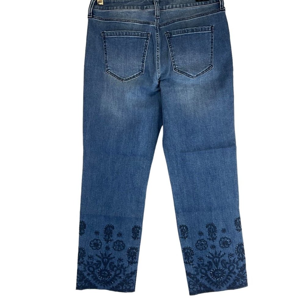 Liverpool Jeans Women's Sz 28" Blue The Crop Straight w/ Embroidered Hem Nwt - Picture 3 of 10